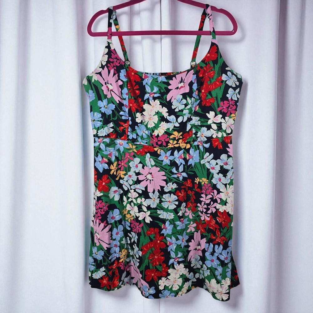 Old Navy Black Floral Mini Dress with Multicolor Blooms
